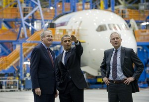 Obama at plane factory