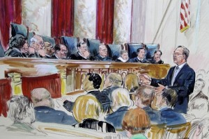 Paul Clement, Sonia Sotomayor, Stephen Breyer, Clarence Thomas, Antonin Scalia, Chief Justice John Roberts, Anthony Kennedy, Ruth Bader Ginsburg Samuel Alito, Elana Kagan